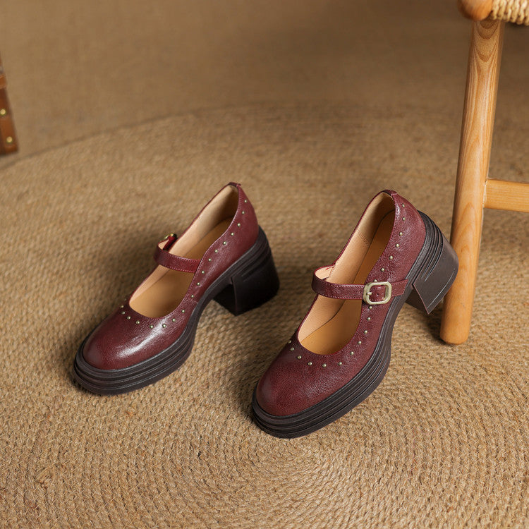 Reva Genuine Leather Heels