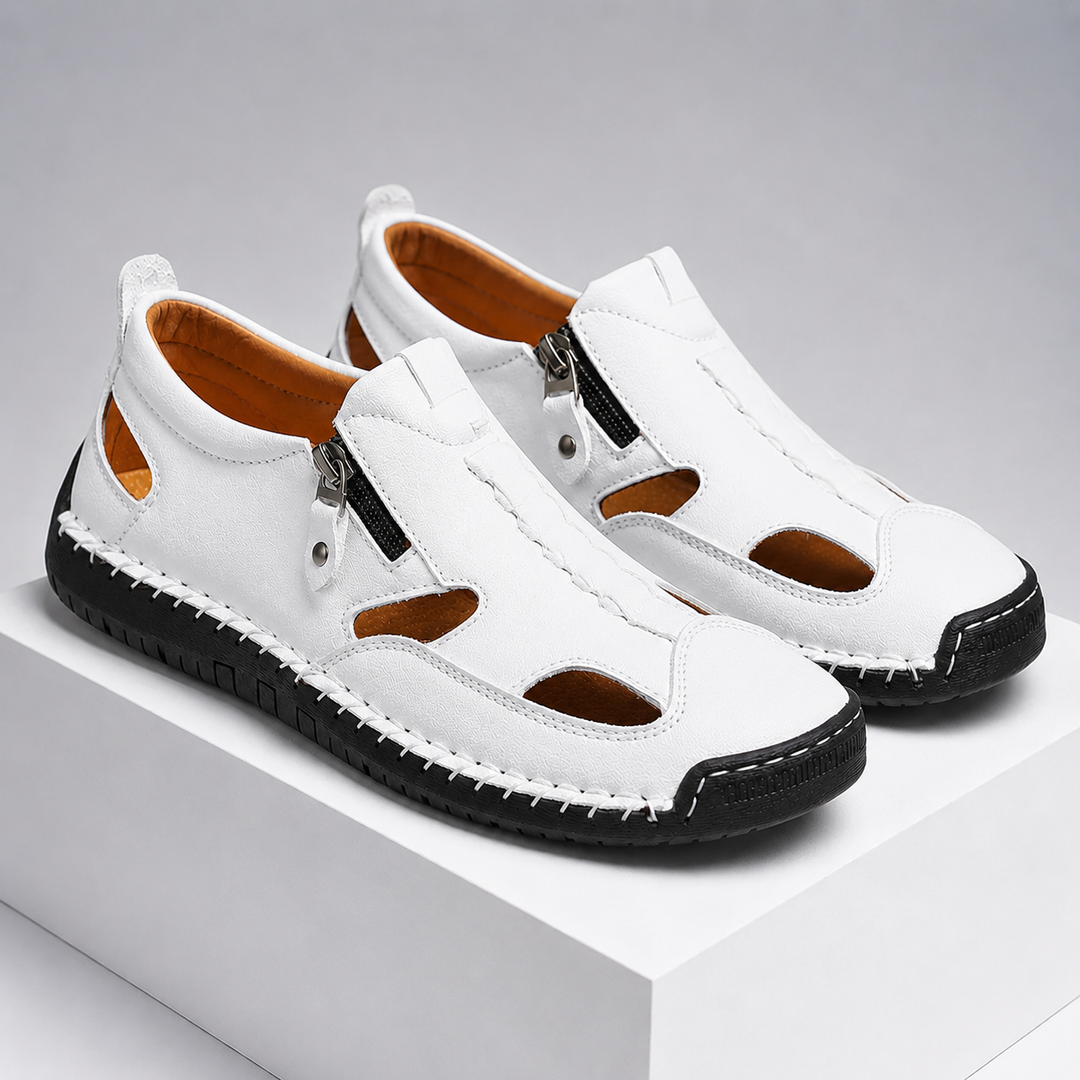 Axell Leather Closed-Toe Fisherman Sandals