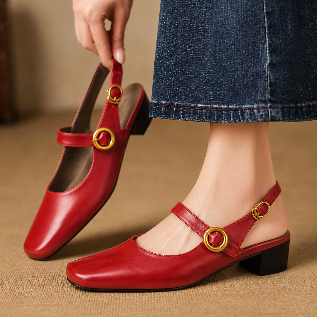 Aurie Genuine Leather Slingback Heels