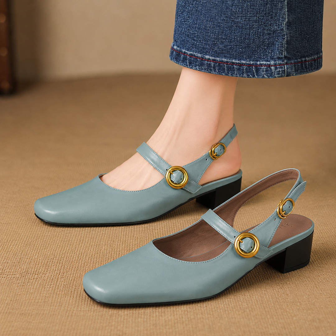 Aurie Genuine Leather Slingback Heels