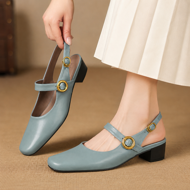 Aurie Genuine Leather Slingback Heels