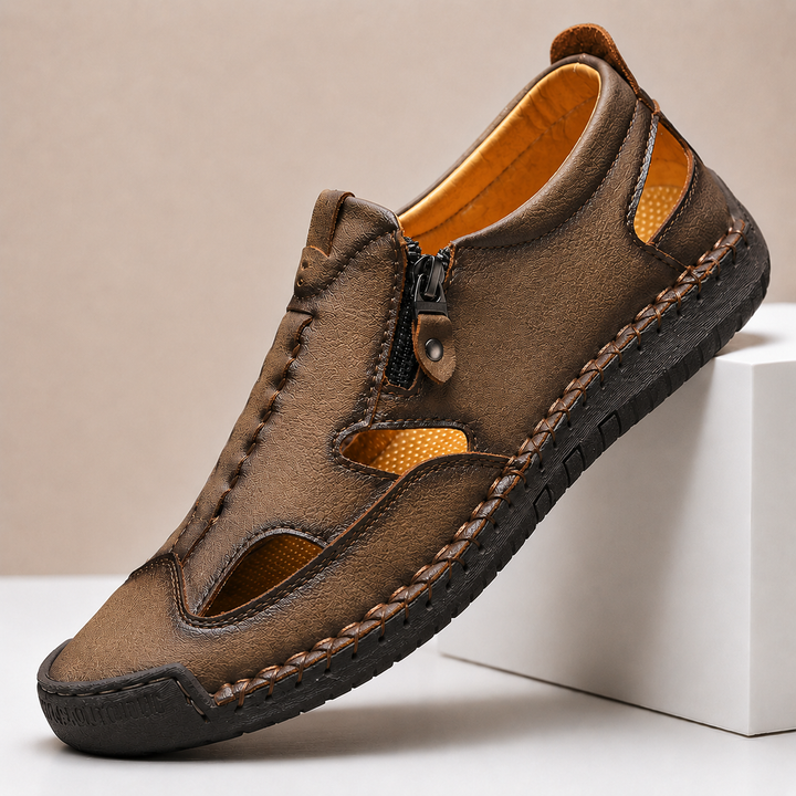 Axell Leather Closed-Toe Fisherman Sandals