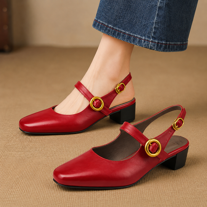 Aurie Genuine Leather Slingback Heels