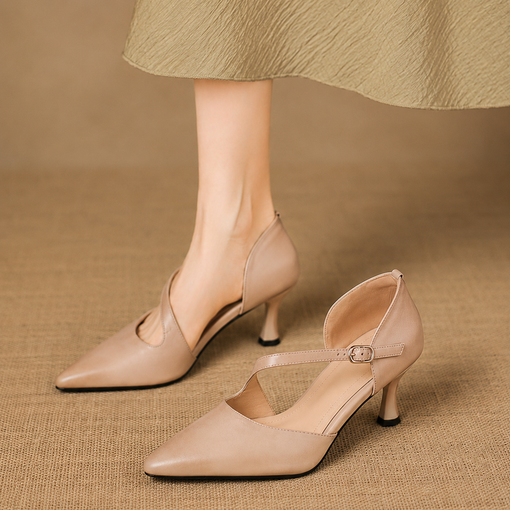 Evani Genuine Leather D'Orsay Heels