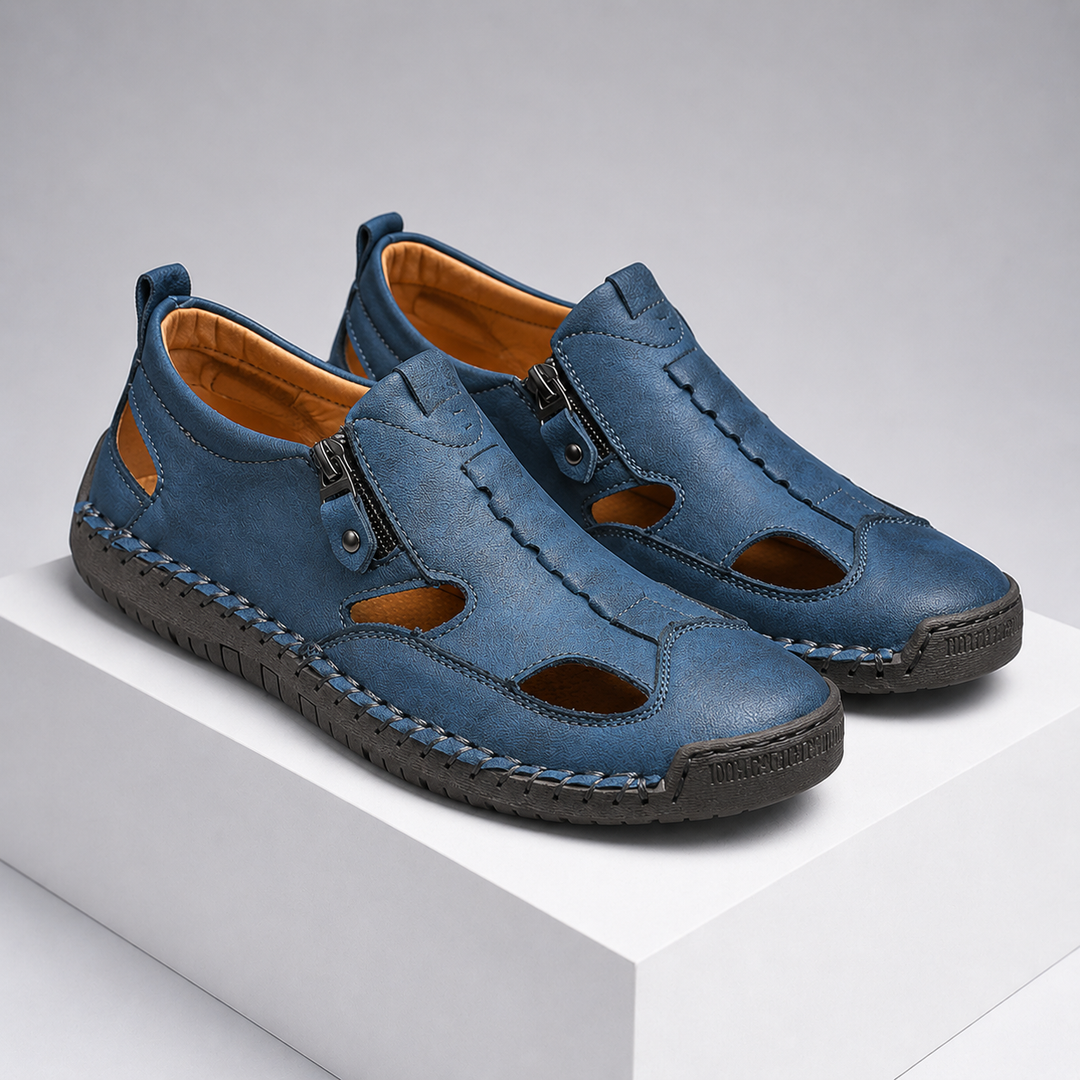 Axell Leather Closed-Toe Fisherman Sandals
