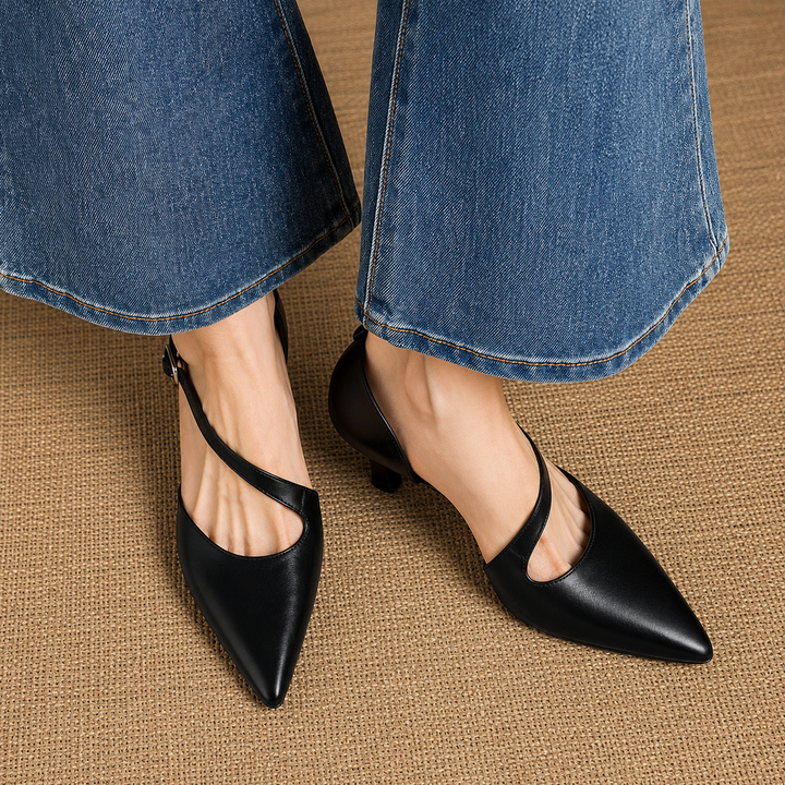 Evani Genuine Leather D'Orsay Heels