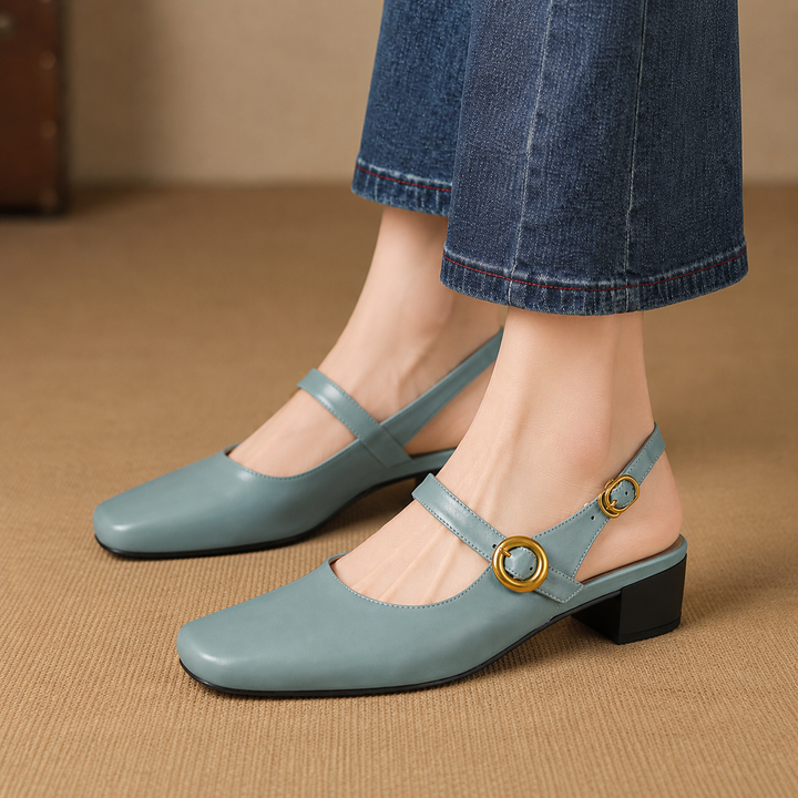 Aurie Genuine Leather Slingback Heels