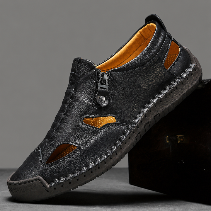 Axell Leather Closed-Toe Fisherman Sandals