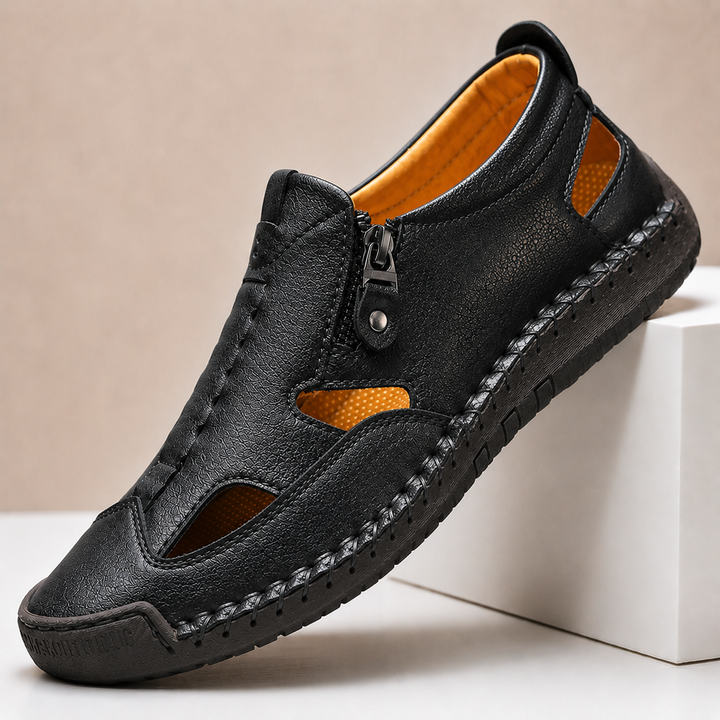 Axell Leather Closed-Toe Fisherman Sandals