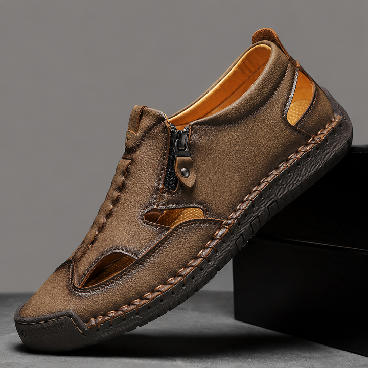 Axell Leather Closed-Toe Fisherman Sandals