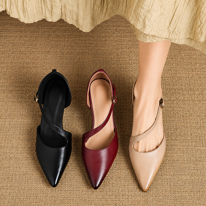 Evani Genuine Leather D'Orsay Heels