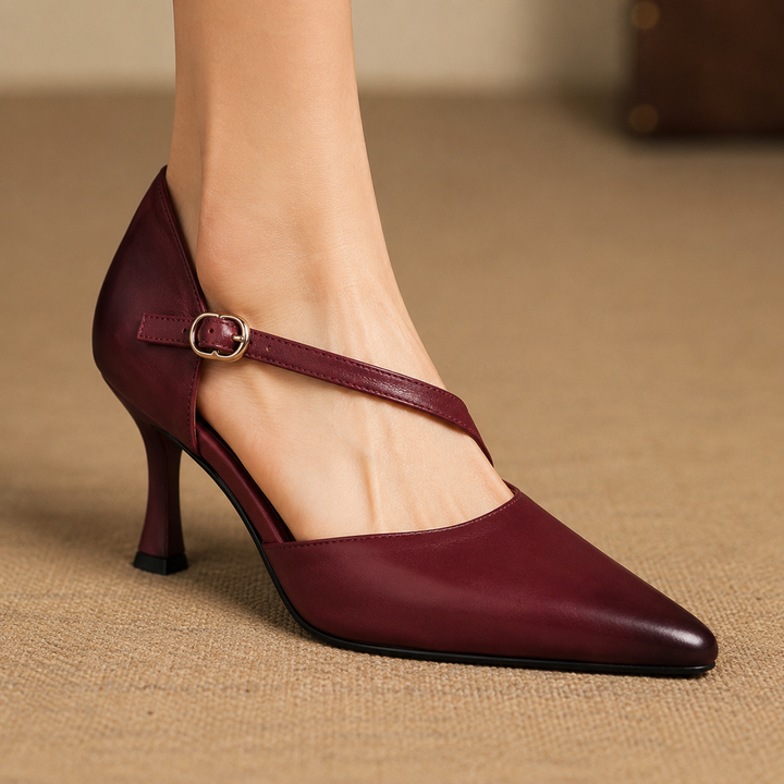 Evani Genuine Leather D'Orsay Heels