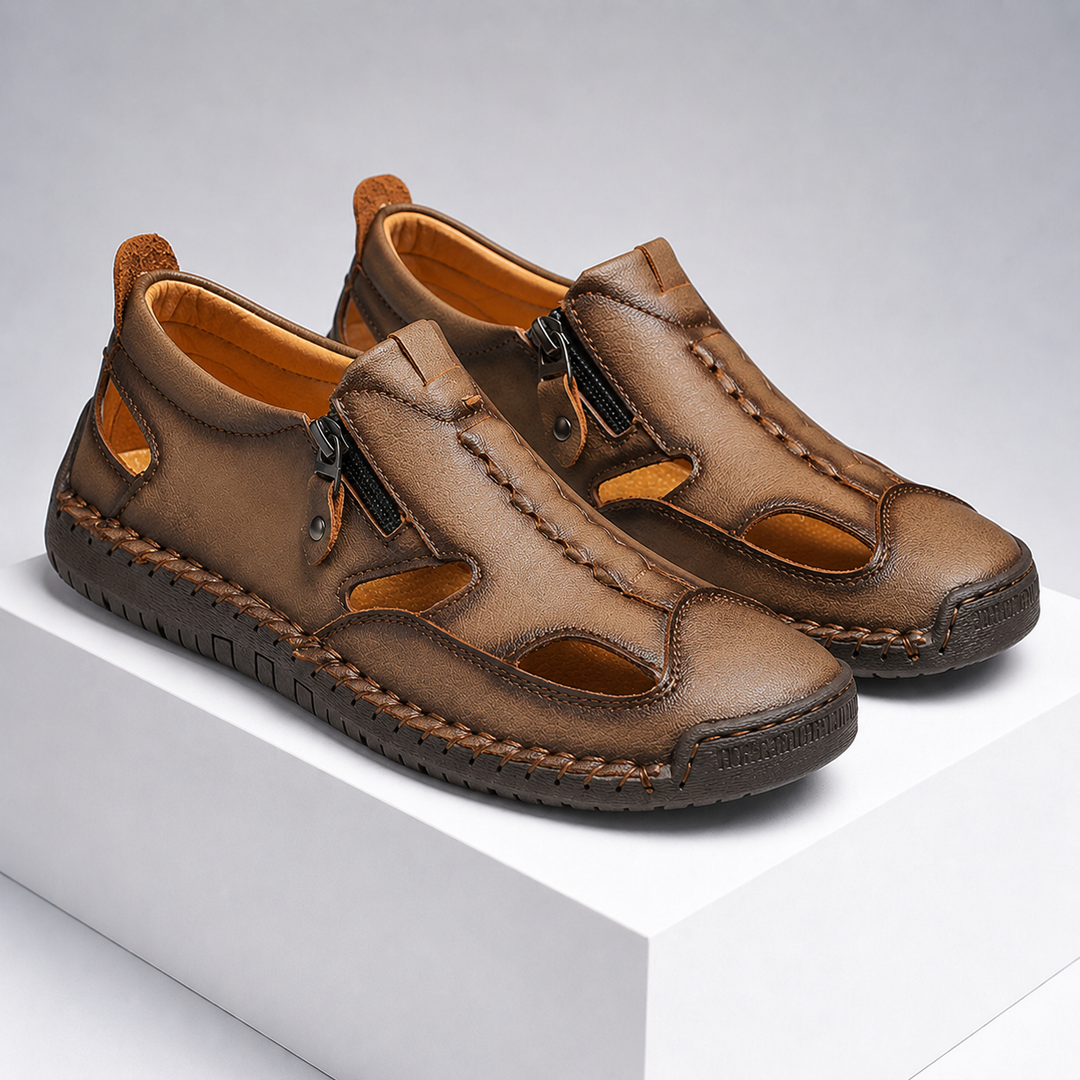 Axell Leather Closed-Toe Fisherman Sandals