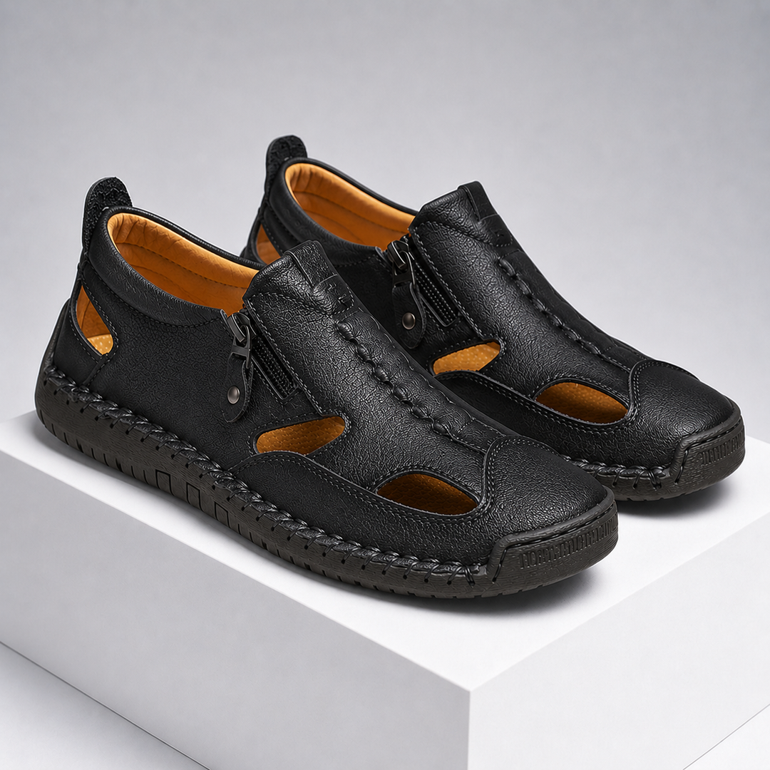 Axell Leather Closed-Toe Fisherman Sandals