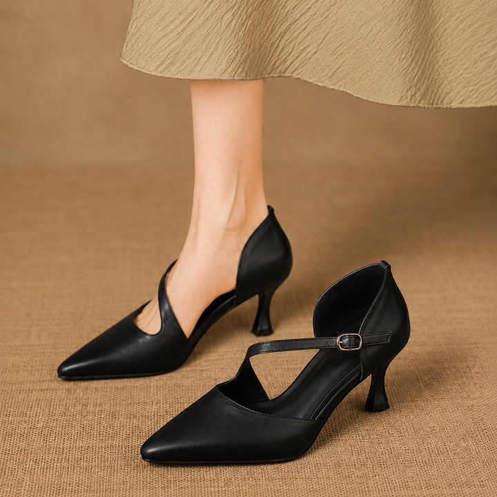 Evani Genuine Leather D'Orsay Heels