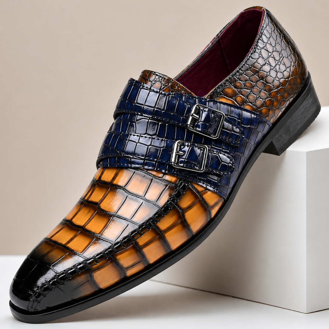 Brixon Dual Monk Strap Leather Shoes