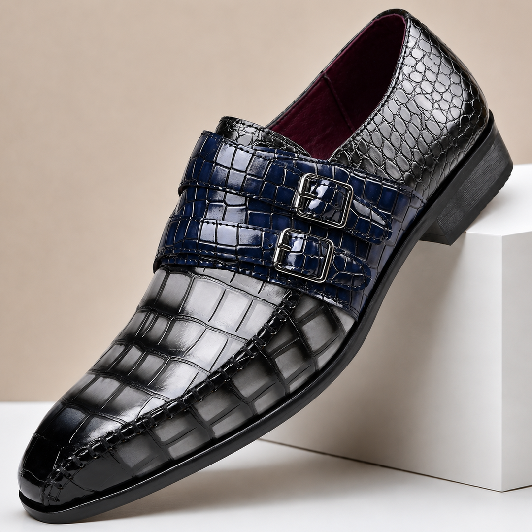 Brixon Dual Monk Strap Leather Shoes