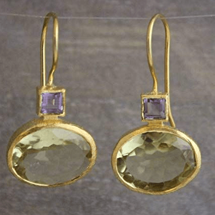 Aveline Vintage Green Crystal Gold Drop Earrings