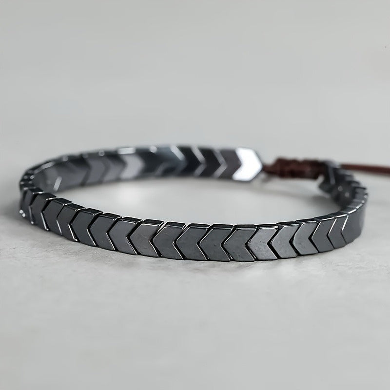 Chevron Hematite Adjustable Bracelet