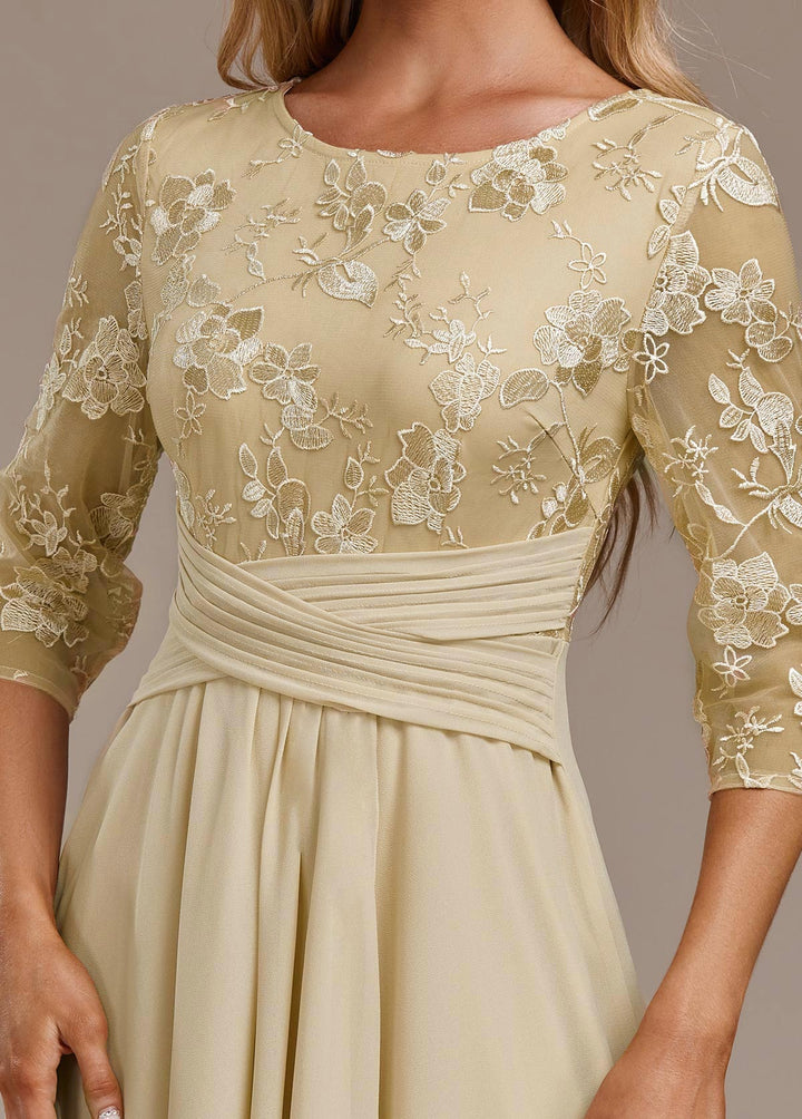 Bellamy Floral Embroidered 3/4 Sleeve Round Neck Dress