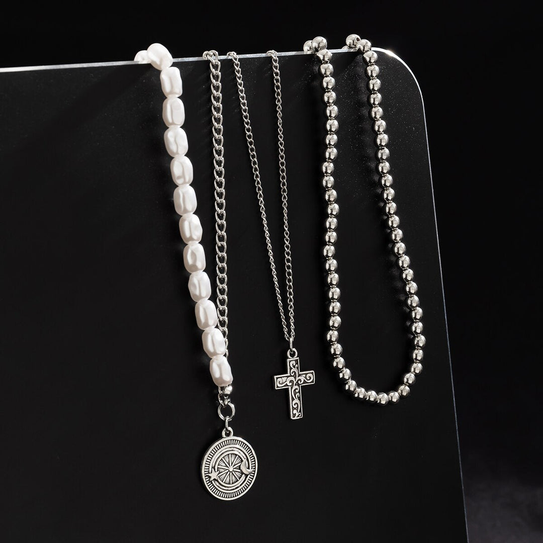 Dalton 3-Layer Pearl Chain Necklace for Men