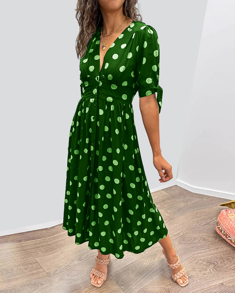 Vivienne Polka Dot V-Neck Dress