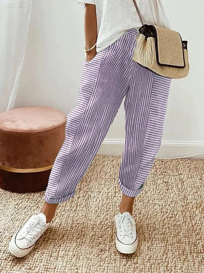 Sutton Striped Wide-Leg Pants