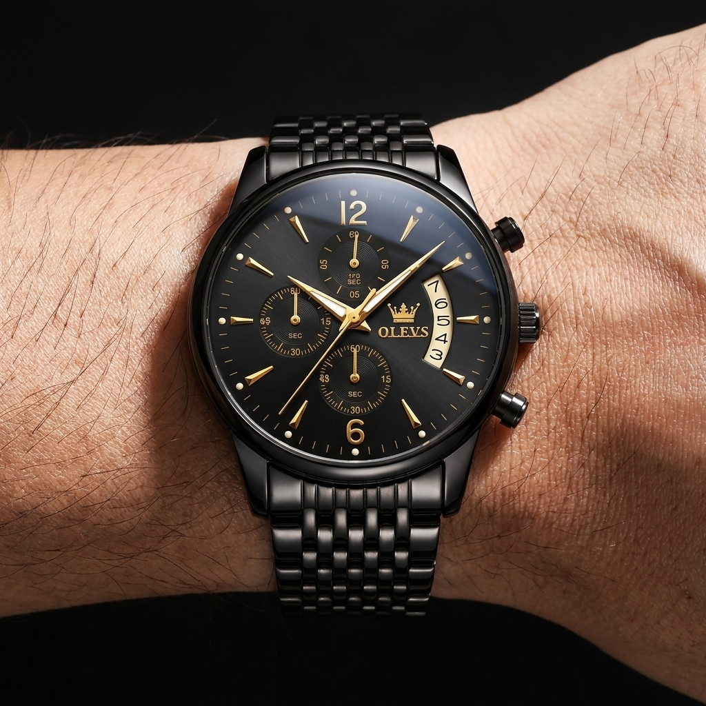 Caldwell Moon Phase Stainless Steel Watch
