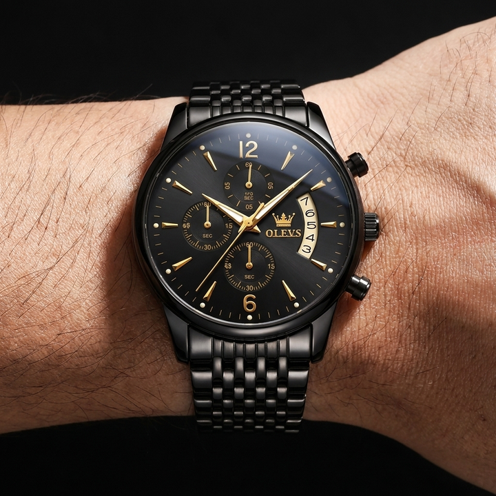 Caldwell Moon Phase Stainless Steel Watch