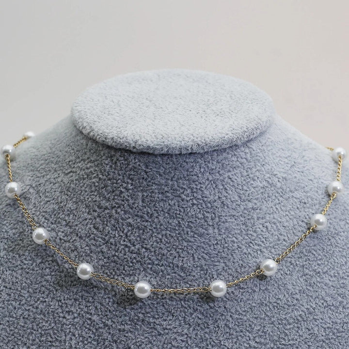 Celestine Gold Pearl Necklace