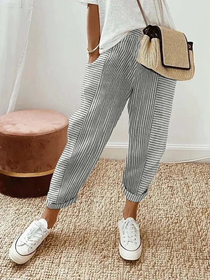 Sutton Striped Wide-Leg Pants