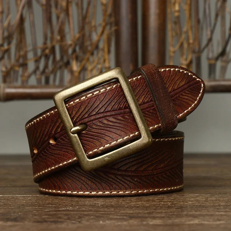 Dalton Genuine Leather Brass Buckle Belt
