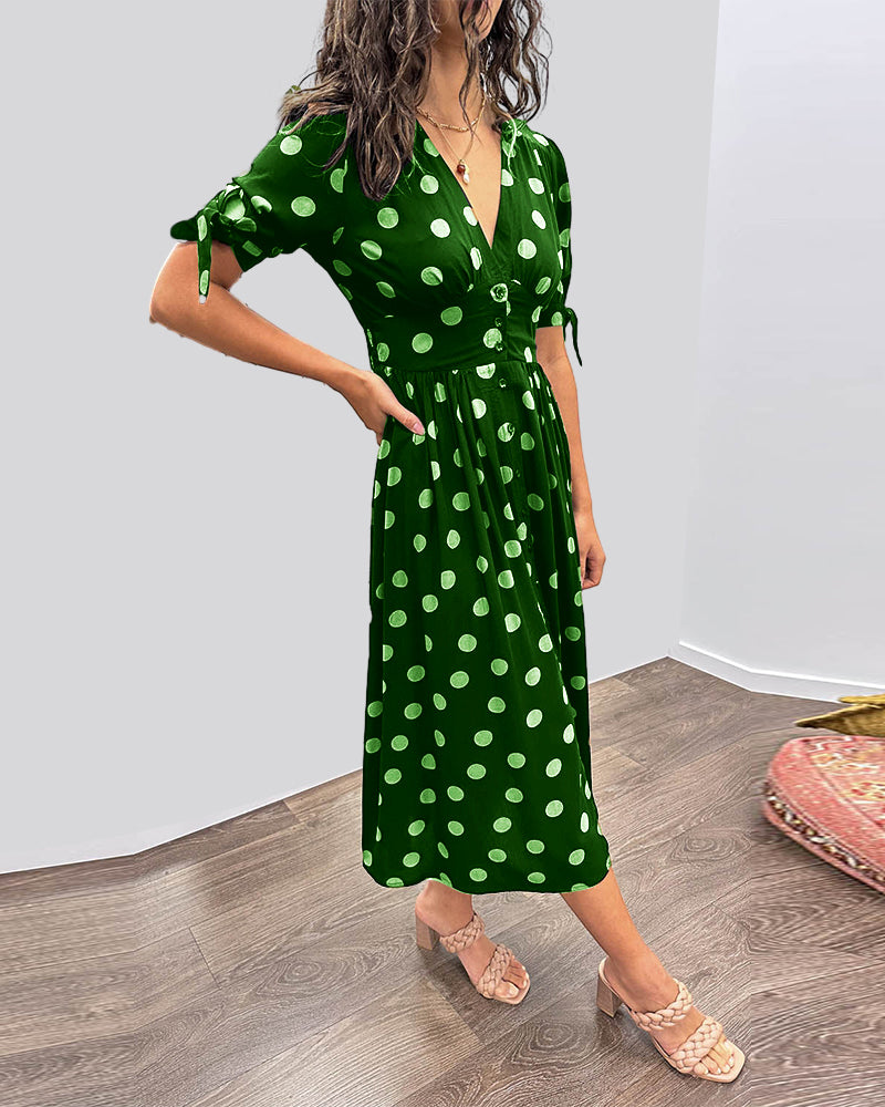 Vivienne Polka Dot V-Neck Dress
