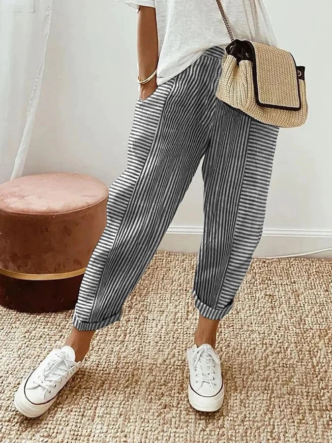 Sutton Striped Wide-Leg Pants