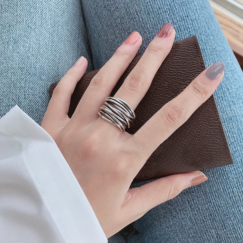 Aurelia Sterling Silver Adjustable Layered Ring