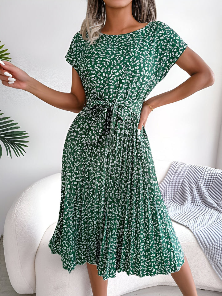 Roselyn Pleated Floral A-Line Dress