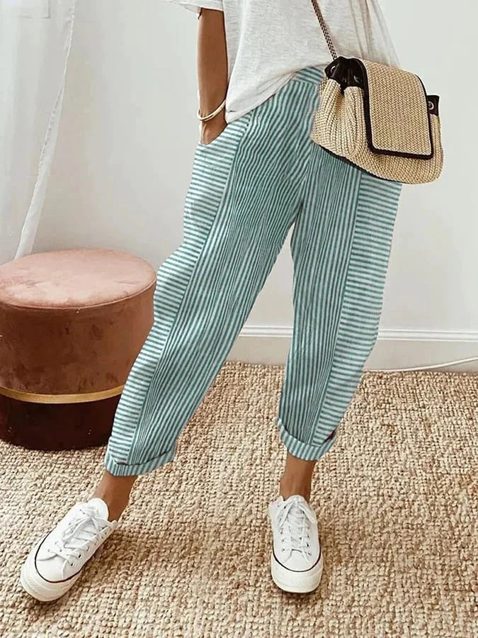 Sutton Striped Wide-Leg Pants