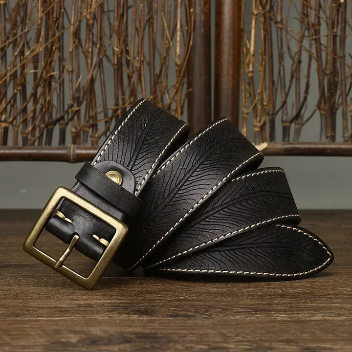 Dalton Genuine Leather Brass Buckle Belt