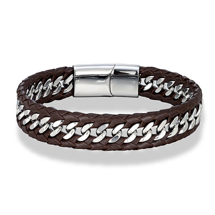 Vanguard Braided Leather Stainless Steel Bracelet