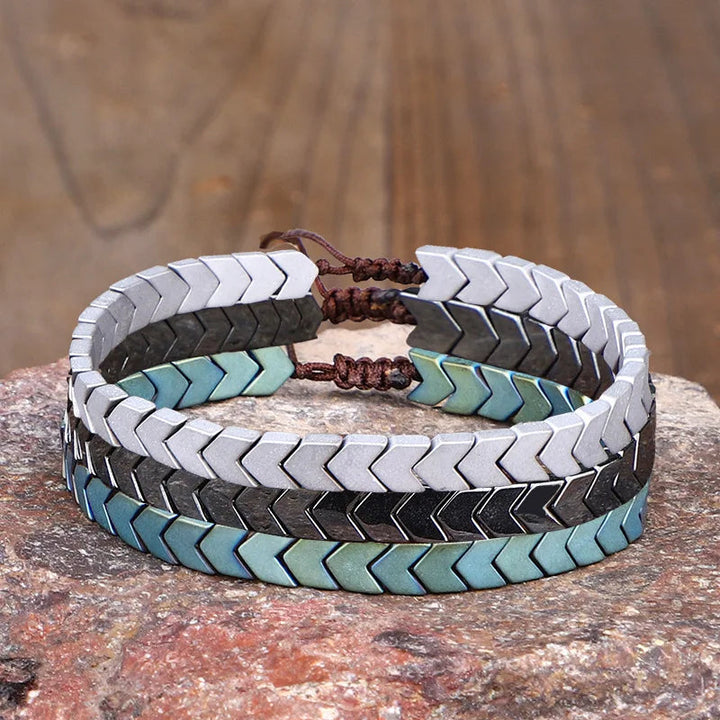 Chevron Hematite Adjustable Bracelet