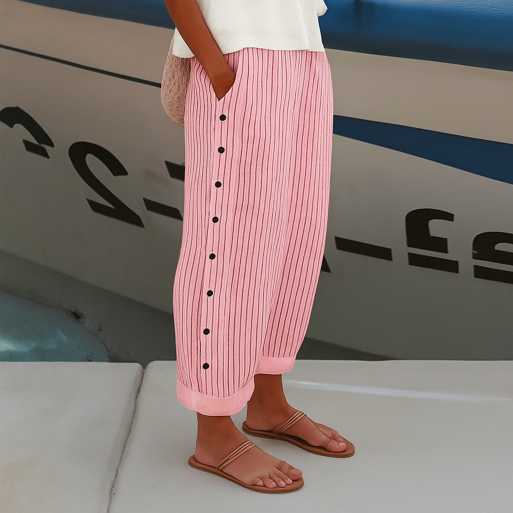 Harlow Straight-Leg Pants with Side Pockets