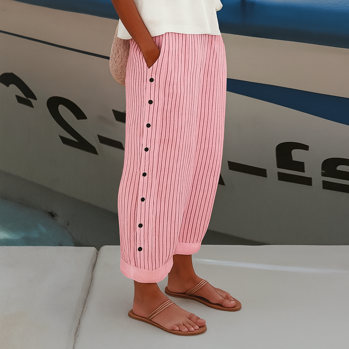 Harlow Straight-Leg Pants with Side Pockets