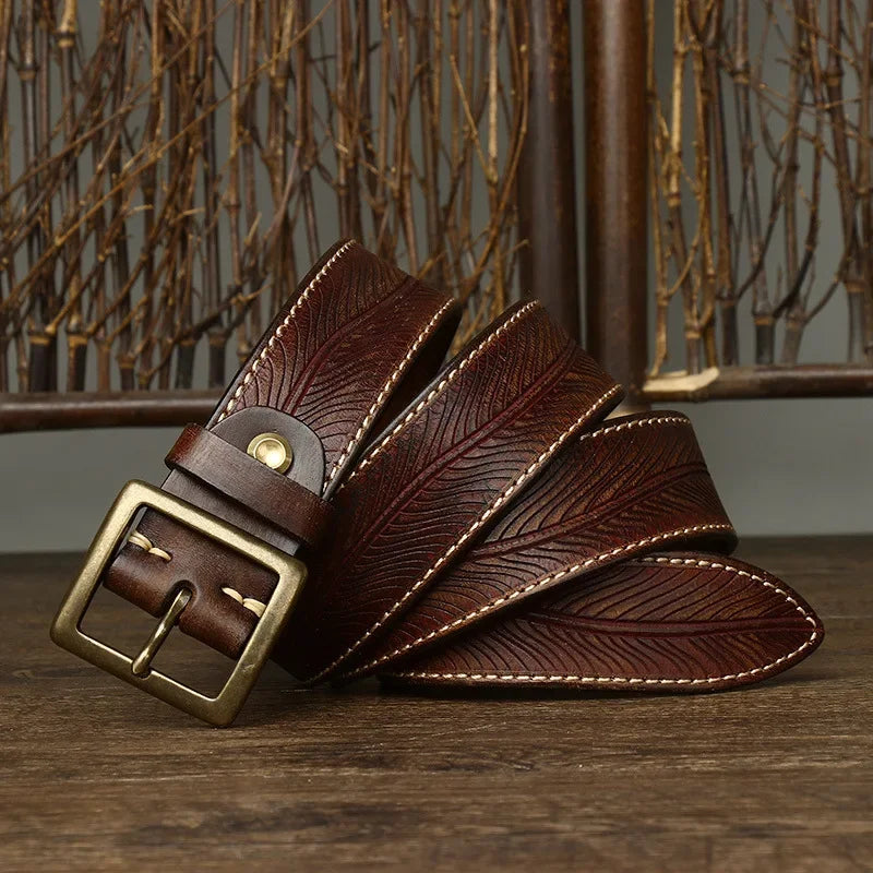 Dalton Genuine Leather Brass Buckle Belt