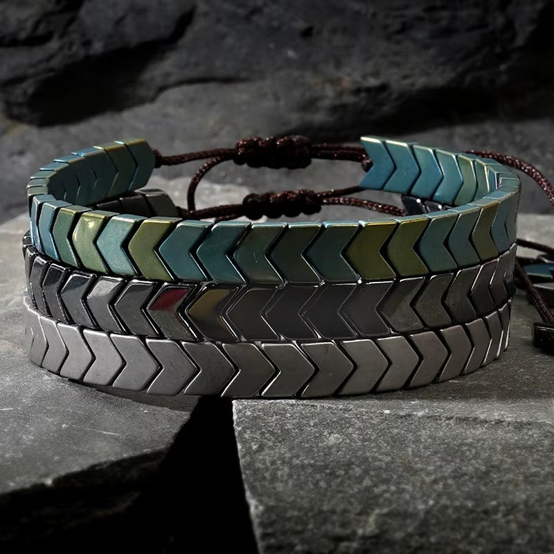 Chevron Hematite Adjustable Bracelet