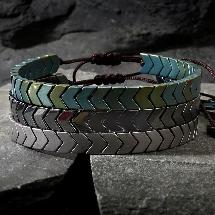 Chevron Hematite Adjustable Bracelet