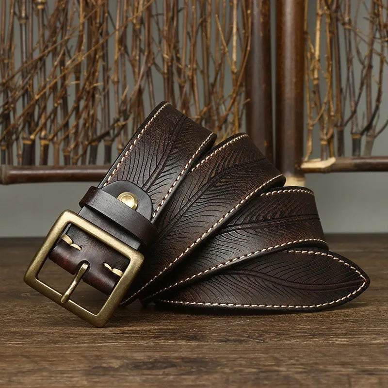 Dalton Genuine Leather Brass Buckle Belt