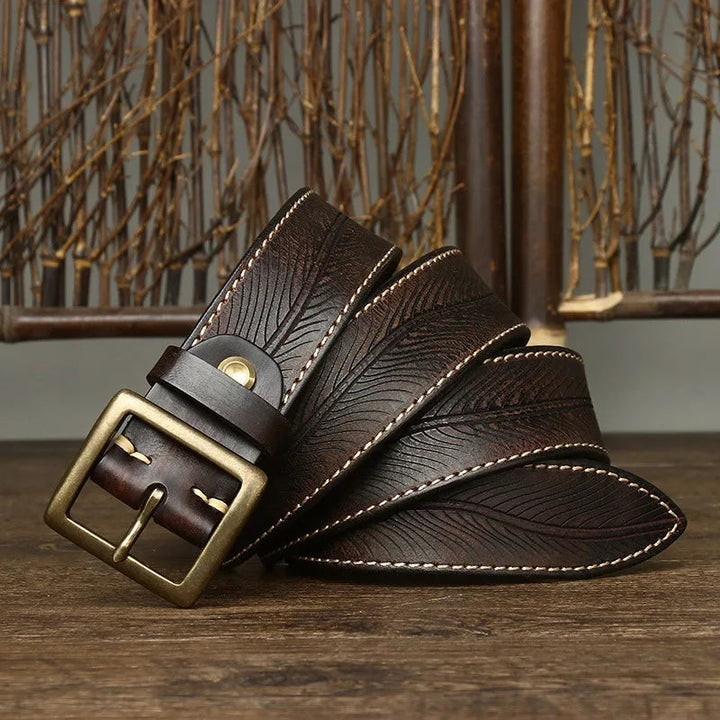 Dalton Genuine Leather Brass Buckle Belt