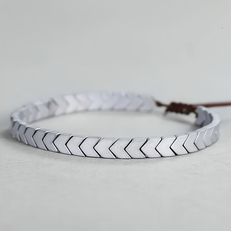 Chevron Hematite Adjustable Bracelet