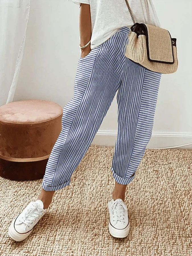 Sutton Striped Wide-Leg Pants