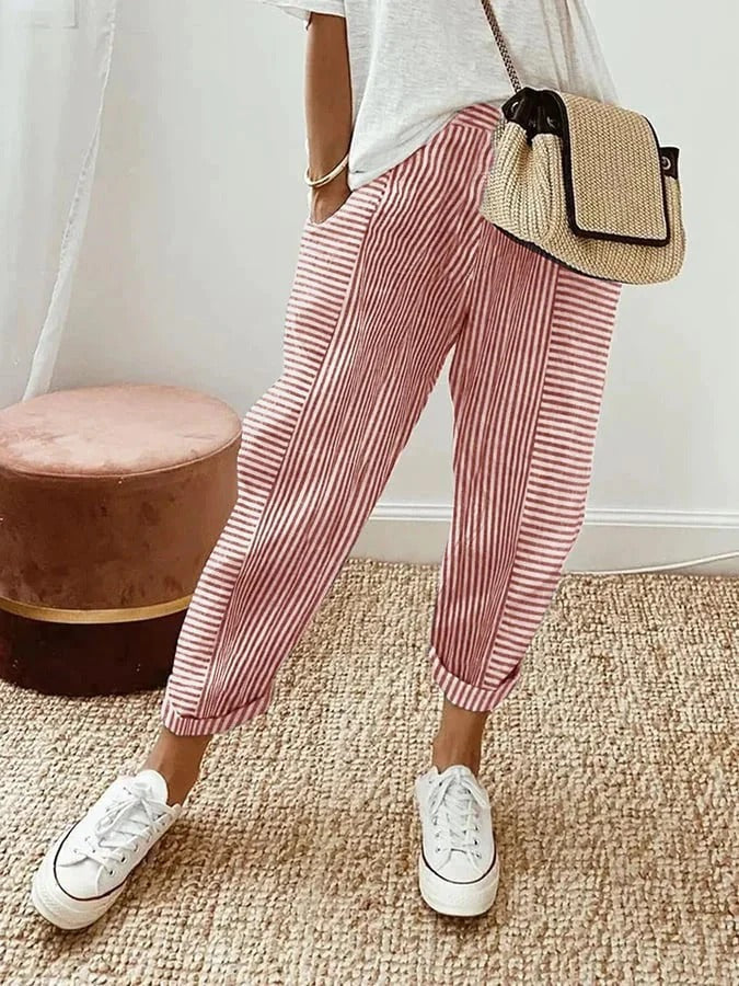 Sutton Striped Wide-Leg Pants